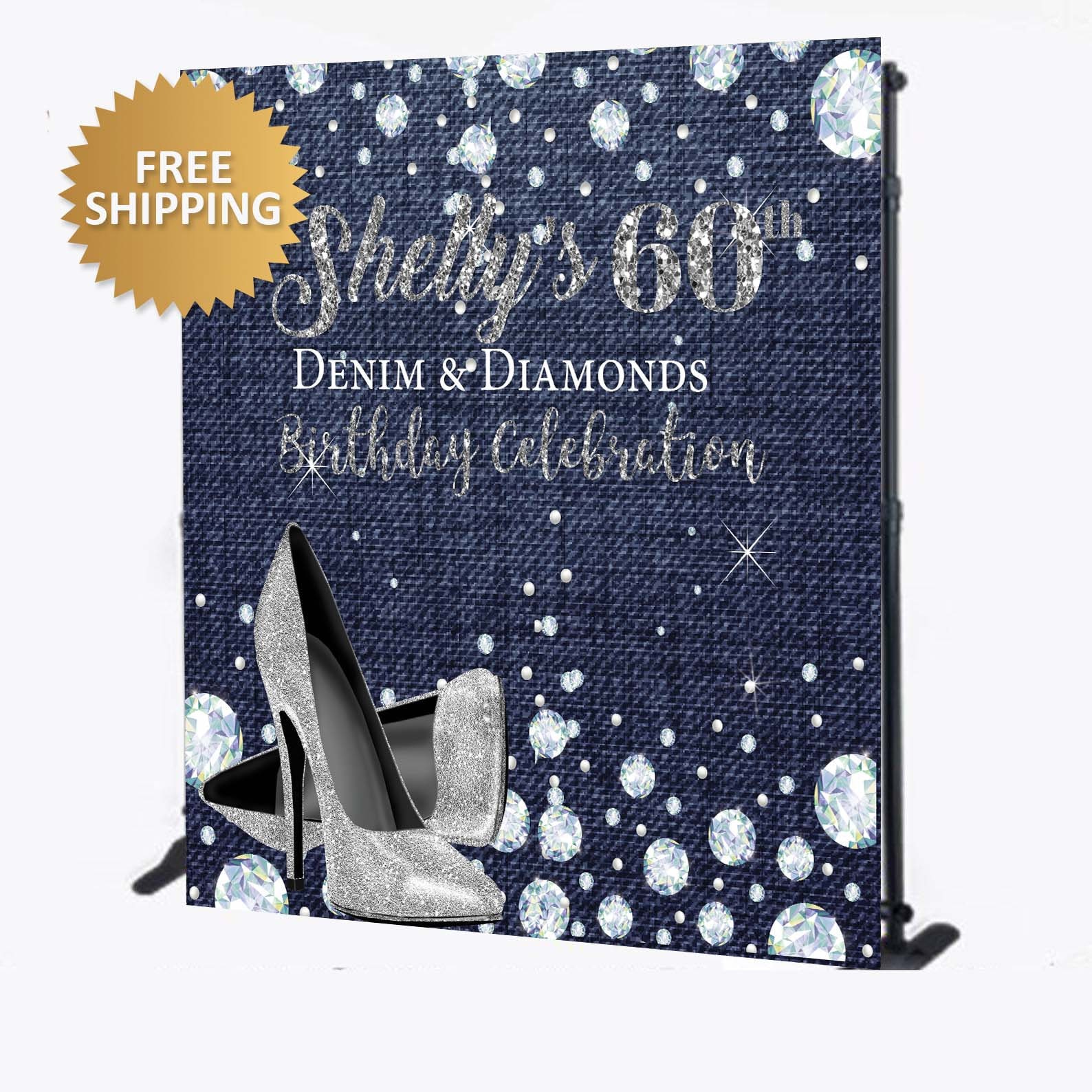 Denim and Diamonds backdrop Birthday Step and Repeat Denim and Diamonds step and repeat Denim and Diamonds backdrop denim