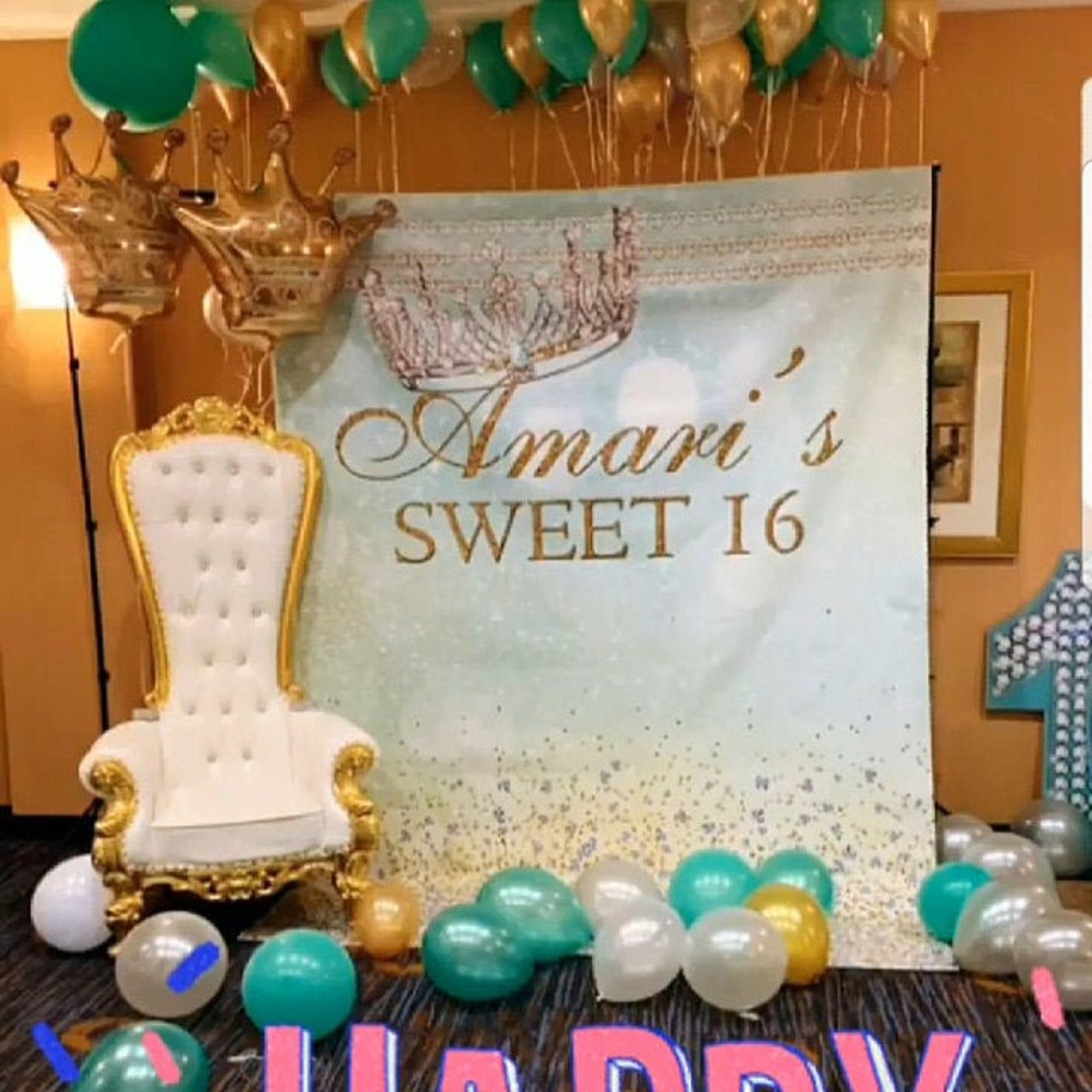 Sweet 16 Backdrop 16th Birthday Backdrop Baby Blue Backdrop Etsy UK