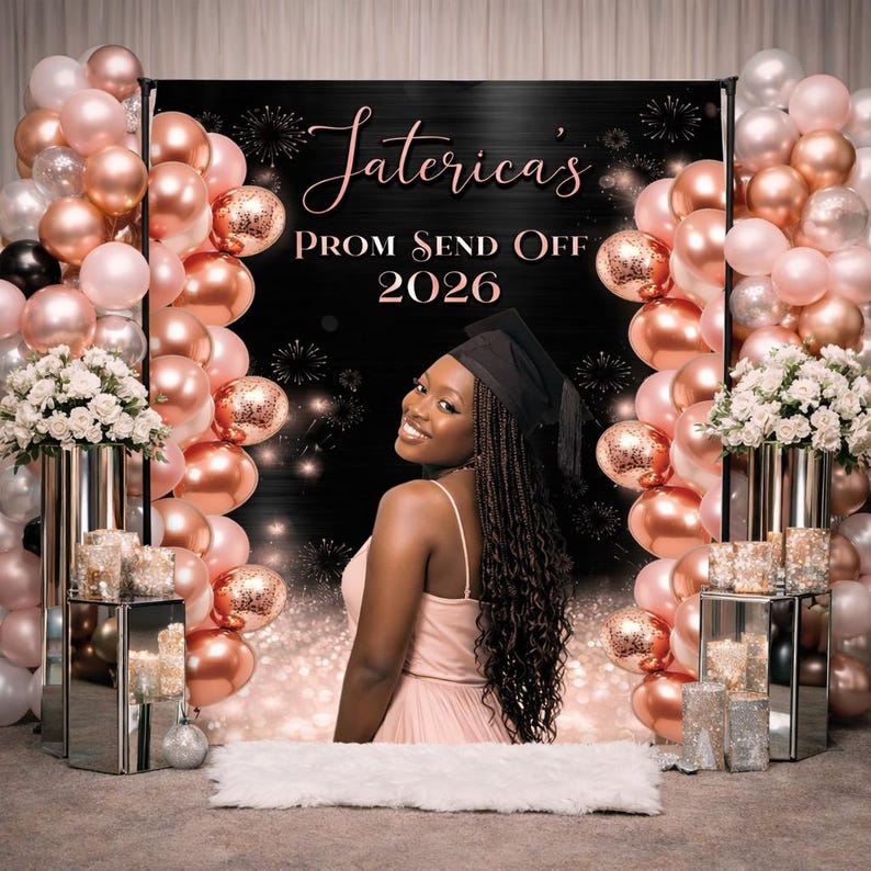 Prom Step Off Rose Gold Prom Step and Repeat, Custom Prom Backdrop, Class of 2026 ...