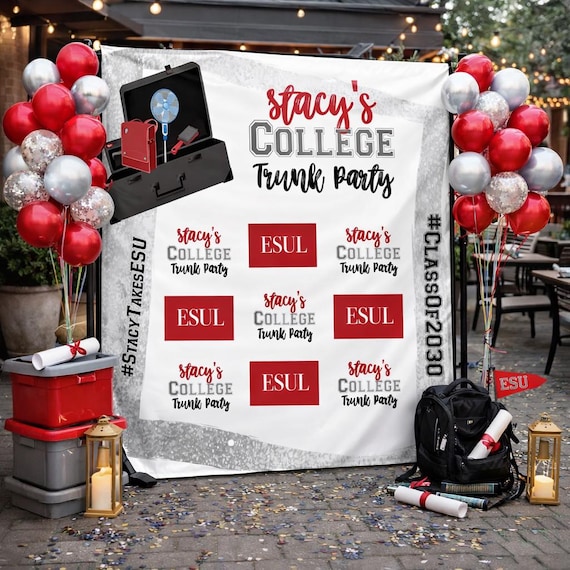 College Trunk Party Backdrop Graduation Photo Step and Repeat Graduation Backdrop 2026 Senior Prom Backdrop 2026 Custom Printed Sign