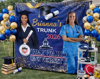Custom Graduation Photo backdrop 2026 Trunk Party Step and Repeat Graduation Backdrops Grad Welcome Sign Personalized Grad banner
