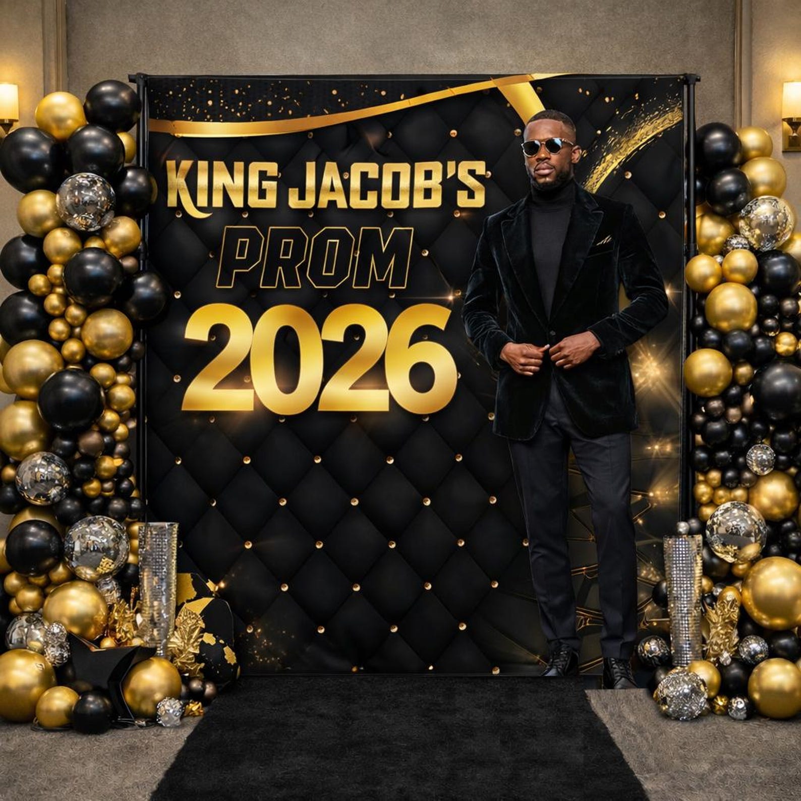 Prom Step Off Black and Gold Prom Backdrop, Prom Step and Repeat, 2026 Prom Banner ...