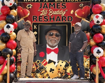 Casino Birthday Backdrop Las Vegas Party Banner Jackpot Step and Repeat Custom 50th Birthday Photo Sign Personalized Vegas Party Decor