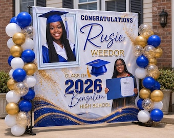 Trunk Party Backdrop, Graduation Photo Backdrop, Graduation Step and Repeat, Class of 2026 backdrop, Senior Graduation Banner, Welcome Sign
