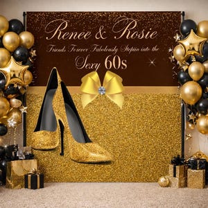 Stepping into 60 Photo Backdrop 50th Step and Repeat Birthday Banner Custom Printed Sign Brown Welcome Sign Personalized Photo banner