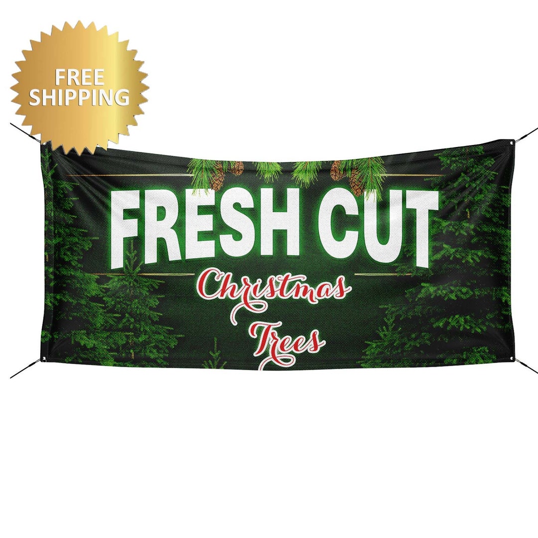 Christmas Trees Banner Christmas Trees Sold Here Christmas Etsy