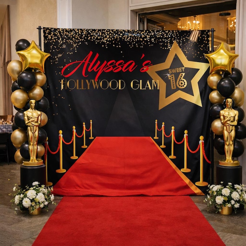 Sweet 16 Backdrop Quinceanera Backdrop Hollywood Backdrop 21st Birthday ...