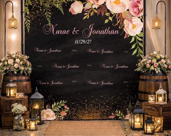 Custom Wedding Backdrop Bridal Shower banner Engagement Wedding Sign Custom Printed Sign Personalized Photo banner Rustic wedding backdrop