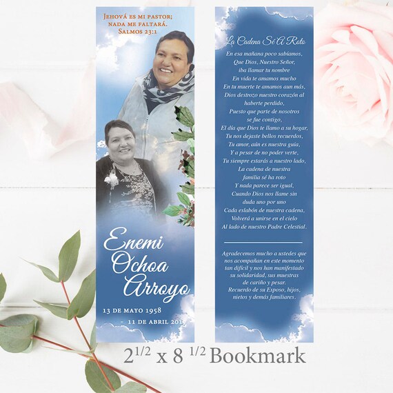 funeral program funeral bookmark editable funeral template bookmark funeral keepsake celebration of life obituary memorial service funeral bookmark