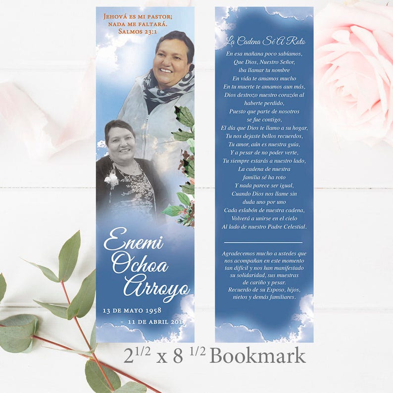FUNERAL PROGRAM Funeral Bookmark EDITABLE Funeral Template Etsy