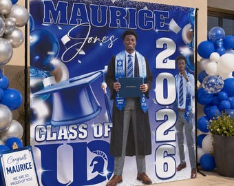 Graduation Photo backdrop, Graduation Step and repeat, Class of 2026 Banner, Graduation Welcome Sign, Trunk Party Backdrop, Congrats grad