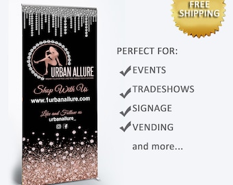 Logo pop up shop banner diamonds retractable banner Trade show bannerPop up shop retractable banner Logo Backdrop, Social Media banner