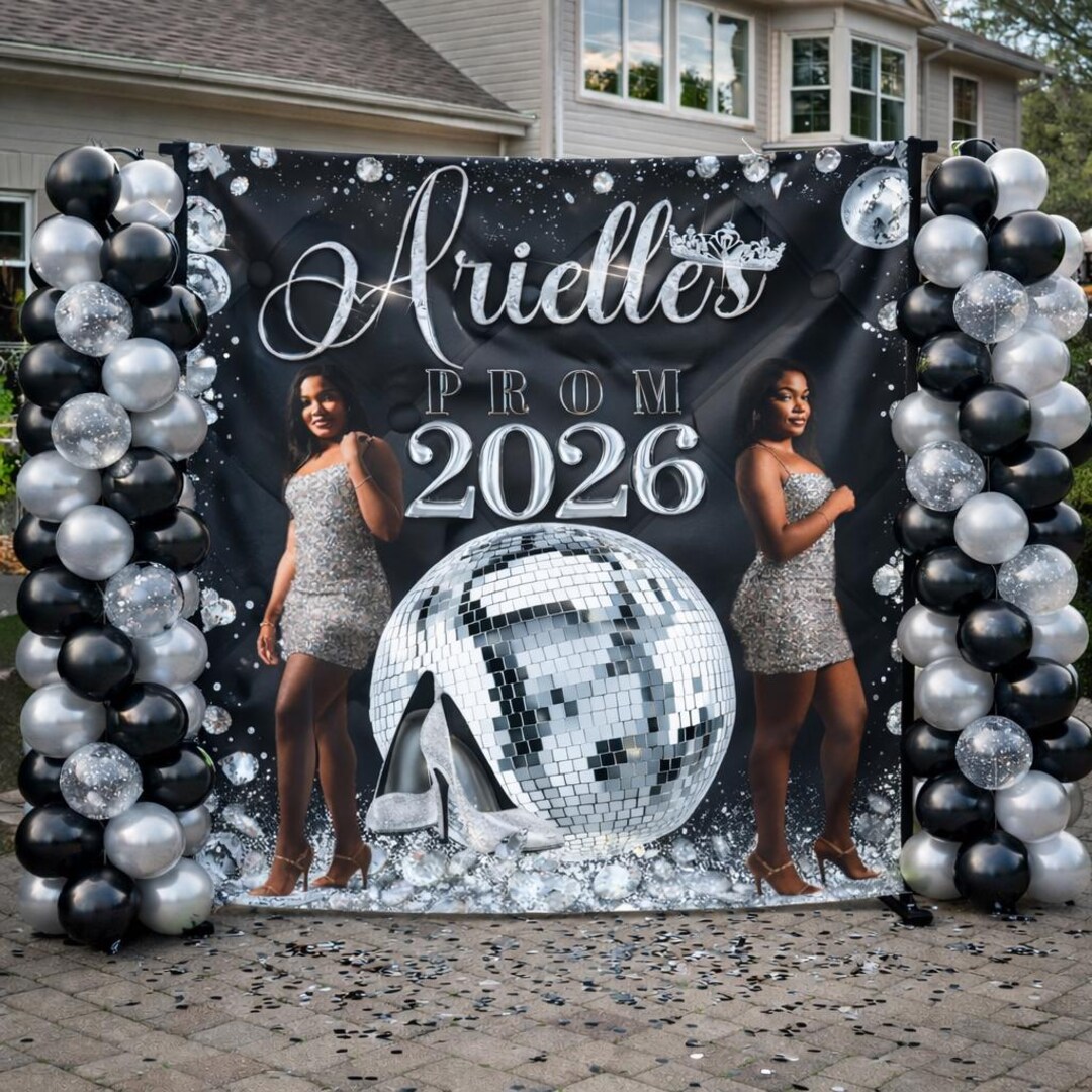 Prom Step Off Black and Silver Prom Banner Custom Prom Send off Party Backdrops ...