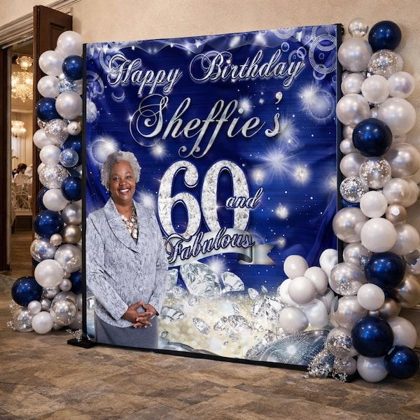 Custom Birthday Photo Backdrop 60th Birthday Backdrop Vinyl Step and Repeat Banner Custom Photo Backdrop 50th Birthday Party Milestone