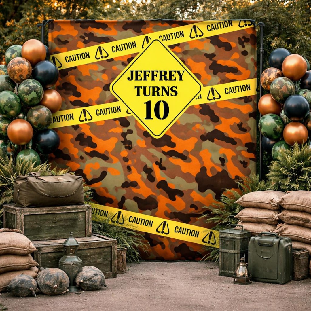 Army Photo Backdrop Camoflauge Step and Repeat Backdrop 16th Birthday ...