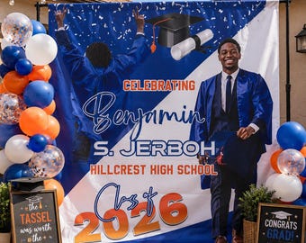 Graduation Photo Banner, Graduation Step and Repeat, Trunk Party Backdrop, Class of 2026 backdrop, Graduation Welcome Sign, Grad photo board