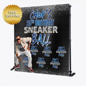 Custom backdrop, Sneaker ball backdrop, sneaker ball step and repeat, 40th birthday, sneaker ball banner, birthday backdrop, birthday banner