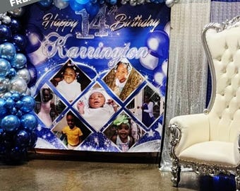 Collage Printed Backdrop Photo backdrop Personalize Event Step and Repeat Personalized banner Printed Birthday Sign Custom banner With Photo