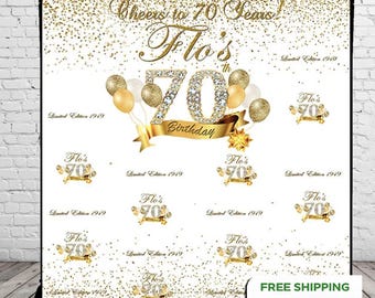 50th Birthday Photo backdrop Cheers to 70 Years Step and Repeat 50th birthday Banner Custom Printed Sign Personalized Welcome Sign