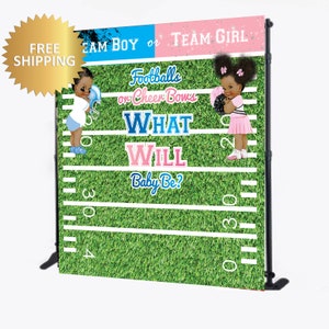 Team boy team girl backdrop, Gender reveal Backdrop, Touchdowns or Tutus backdrop,Footballs or cheer bows backdrop,team boy team girl banner