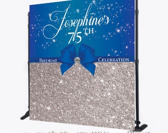 Elegant Photo Booth backdrop, Blue and Silver Step and Repeat, Prom backdrop, Birthday Backdrop, 40th Birthday Backdrop, 50th Birthday