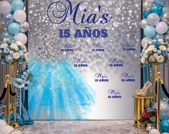 Mis Anos Photo backdrop Mis Quince Sweet 16 Step and repeat Quinceanera Photo Backdrop Miss Quince Welcome Sign Sweet 16 banner Personalized