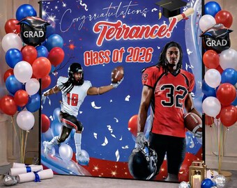 Graduation Photo Backdrop Grad Photo Step and Repeat Committed Banner Signing Day Sign class 2026 Sports backdrop Custom personalized sign