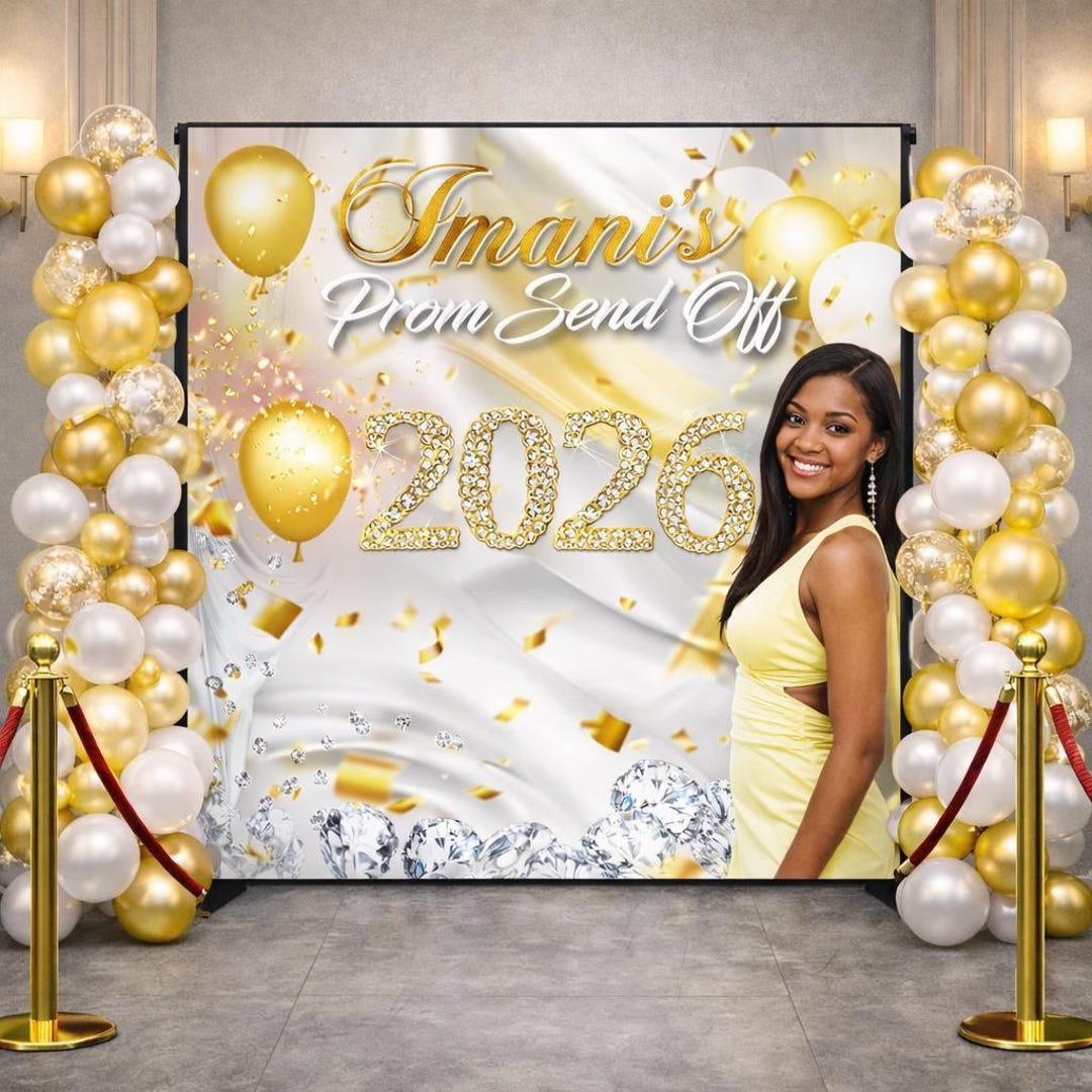 Prom Step Off Custom Prom Send off Backdrop, Gold and Silver Prom Step and Repeat ...