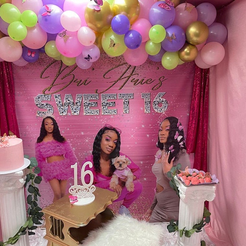 Sweet 16 backdrop Photo backdrop Photo step and repeat Prom | Etsy
