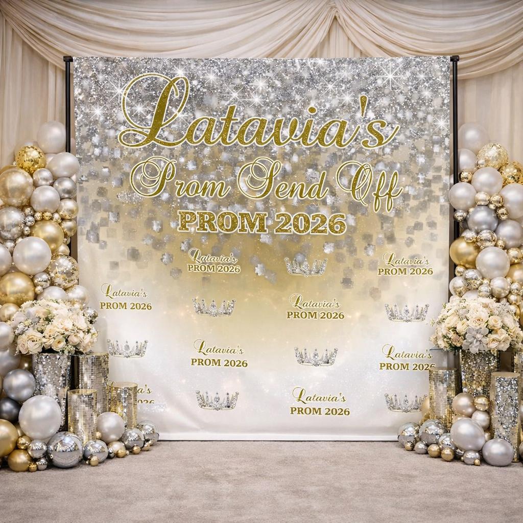 Prom Step Off Custom Prom Send off Backdrop, Gold and Silver Prom Step and Repeat ...
