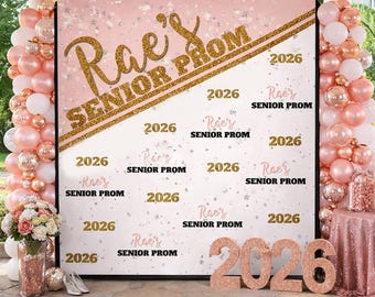 Custom Rose Gold Prom Backdrop, Prom Photo Step and Repeat, Prom Send Off Banner, Custom Prom Welcome Sign, Prom Send Off Ideas