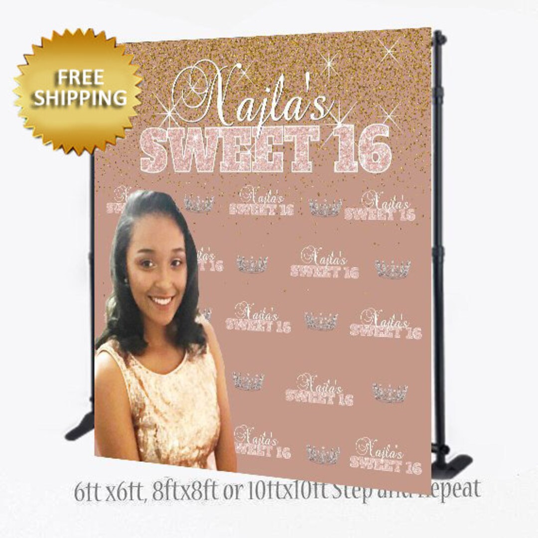 Rose Gold Backdrop, Sweet 16 Backdrop, Rose Gold and Gold Back Drop