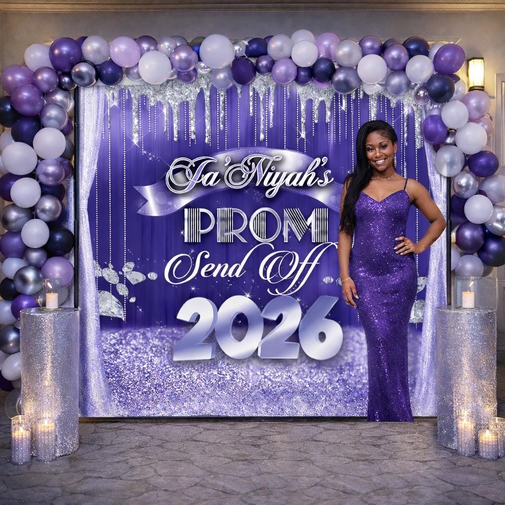 Prom Step Off Prom Backdrop,purple and Silver Prom Step and Repeat, Champagne Party ...
