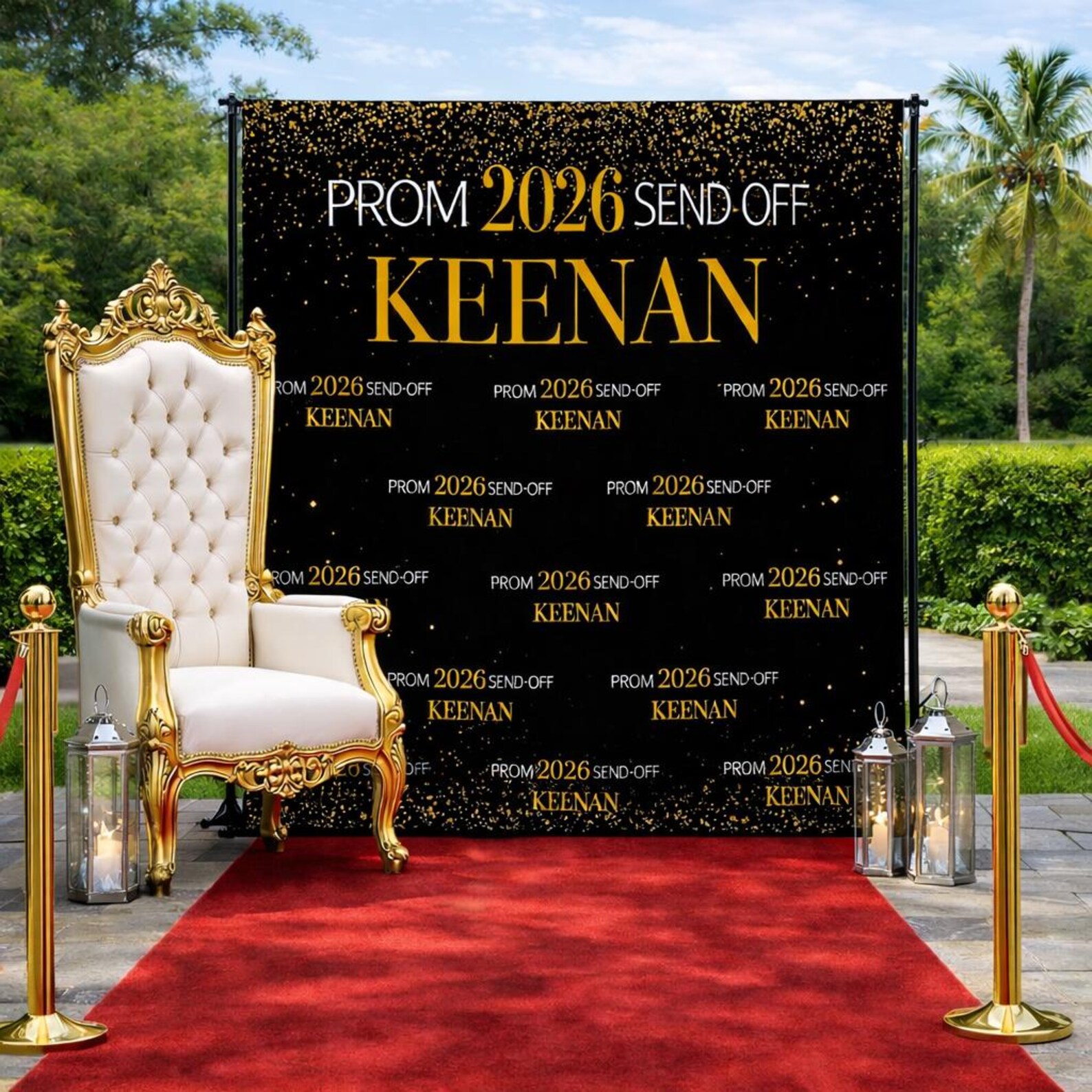 Prom Step Off Custom Prom Send off Backdrop, Black and Gold Prom Step and Repeat ...