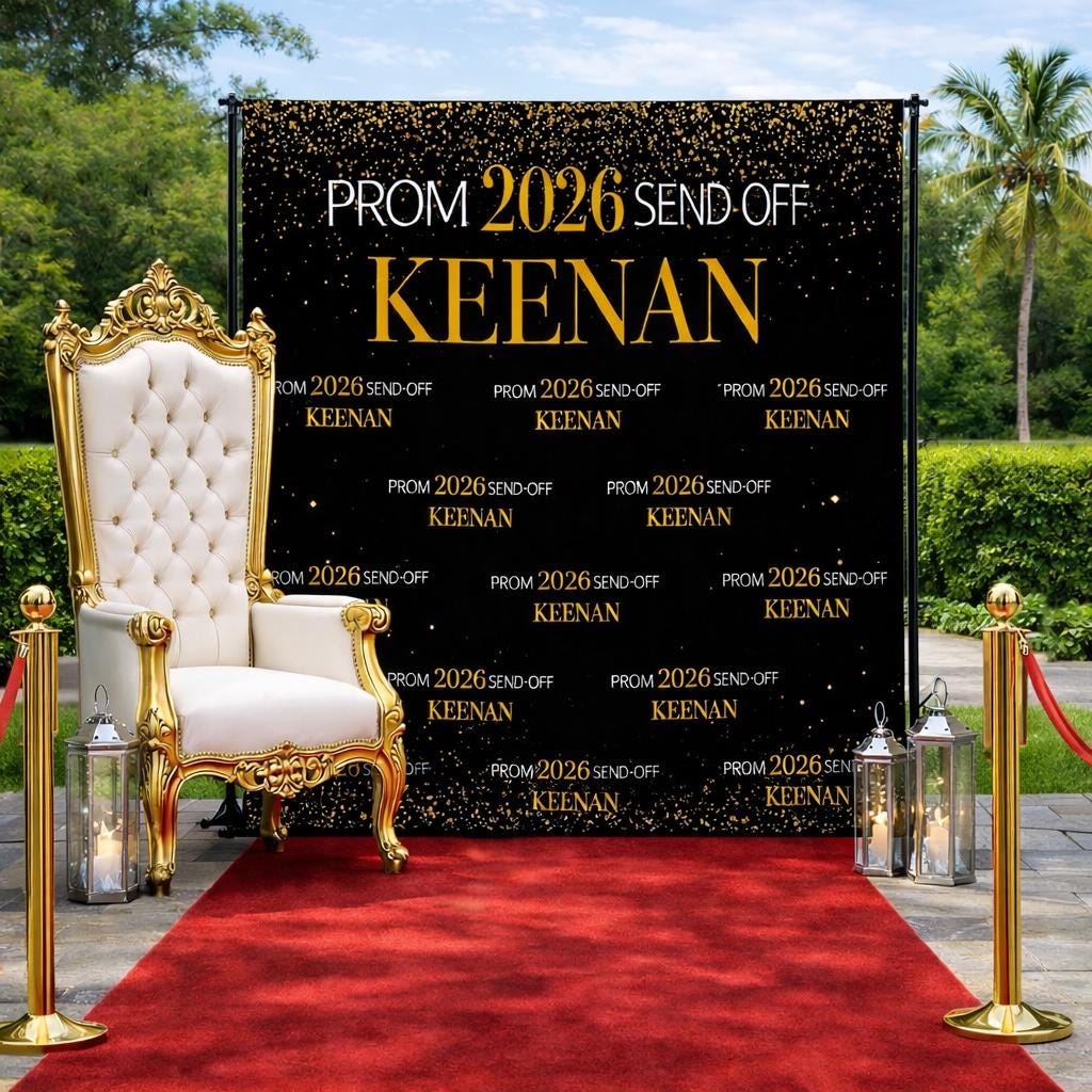 Send Off Backdrop Custom Prom Send off Backdrop, Black and Gold Prom Step and Repeat ...