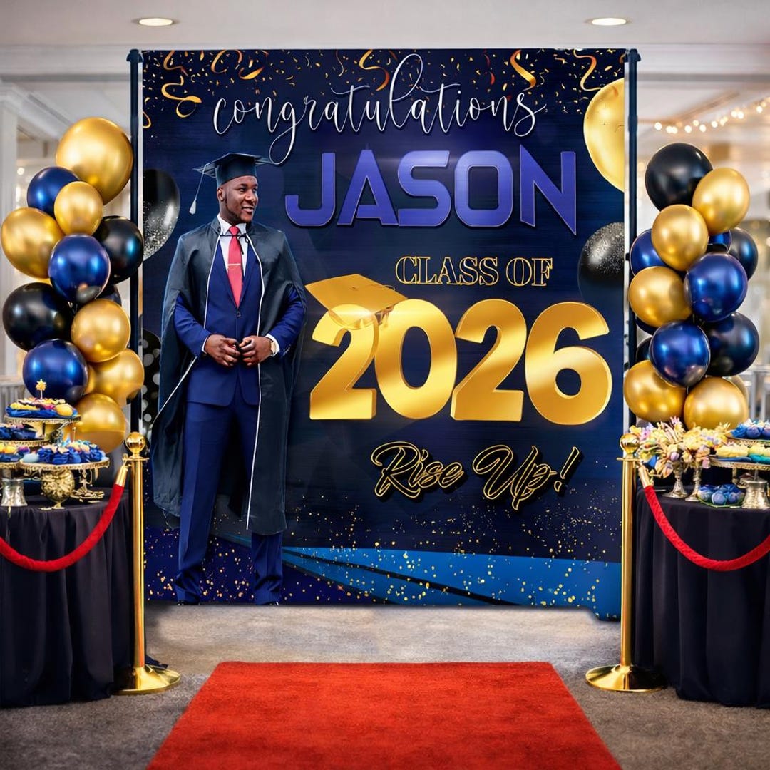 Grad Step Up Photo Graduation Backdrop Grad Step and Repeat Class of 2026 Photo Sign ...