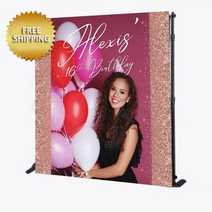 Photo backdrop, Photo step and repeat, Birthday photo backdrop, Sweet 16 backdrop, 21st birthday step and repeat, photo banner