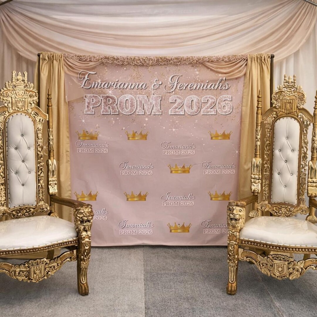 Prom Step Off Prom Send off Backdrop, Rose Gold Prom Step and Repeat, Champagne Party ...