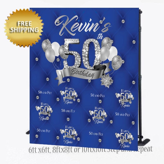 Blue and Silver Sequin Backdrop Personalized Glitter Photo Booth Props Events Picture Backdrop Blue and Silver Decor 01BSG3