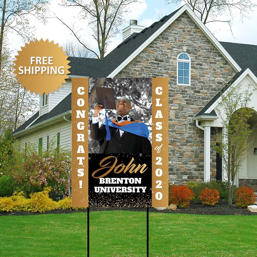Black and Gold Graduation Yard Sign Black and Gold Graduation Photo ...