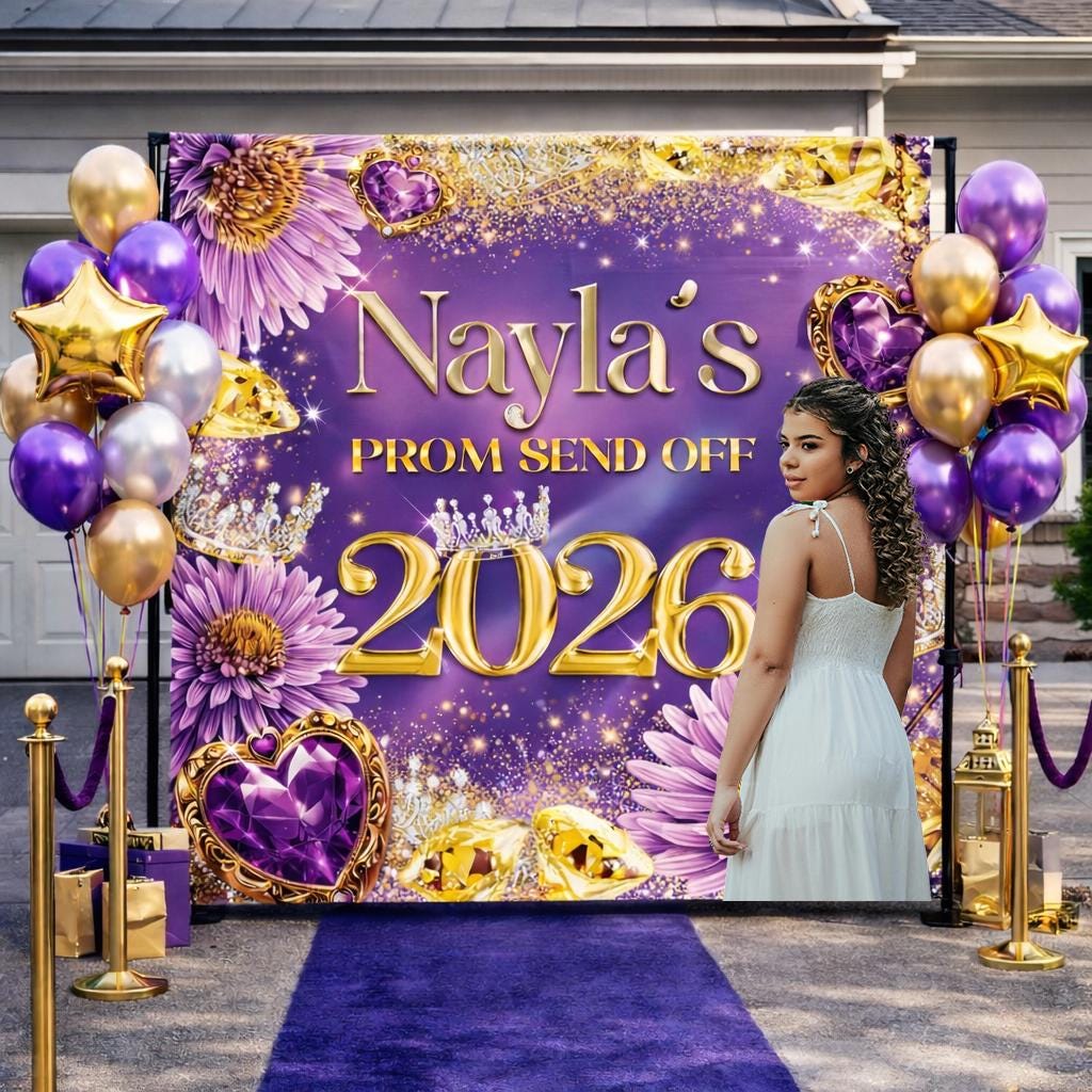 Send Off Backdrop Custom Silver and White Prom Send off Party Backdrop, Prom Photo Board ...