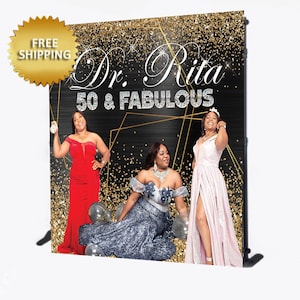 Birthday backdrop, 50 and fabulous backdrop, 50 and fabulous step and repeat, photo backdrop, Birthday step and repeat,photo step and repeat