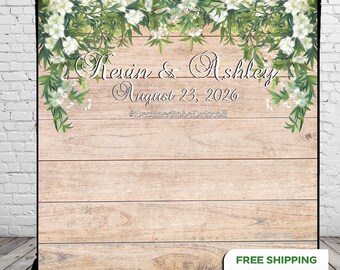 Rustic Wedding Backdrop Sweet 16 Banner Photo Step and Repeat Backdrop Engagement Welcome Sign Prom backdrop Boho Personalized Custom Print