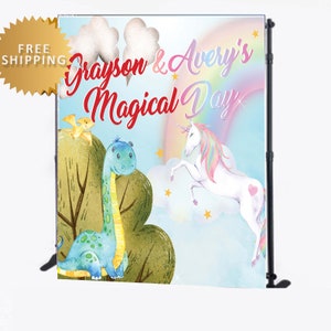 Birthday Step and Repeat, Birthday backdrop, Boy and Girl Backdrop, Boy and girl step and repeat, Unicorn backdrop, Dinosaur backdrop