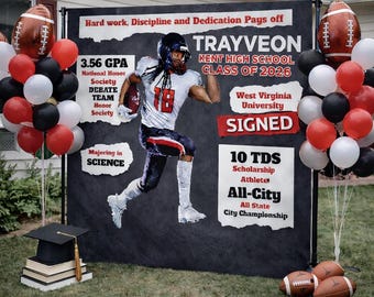Graduation Backdrop 2026 Committed Step and Repeat Signing Day Backdrop Custom Printed Sign Personalized Graduation backdrop