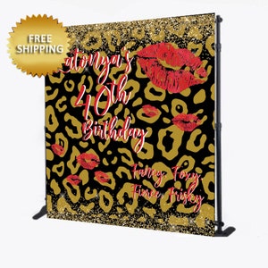 40th birthday backdrop leopard print backdrop lips backdrop leopard print step and repeatcheetah print backdropbirthday step and repeat