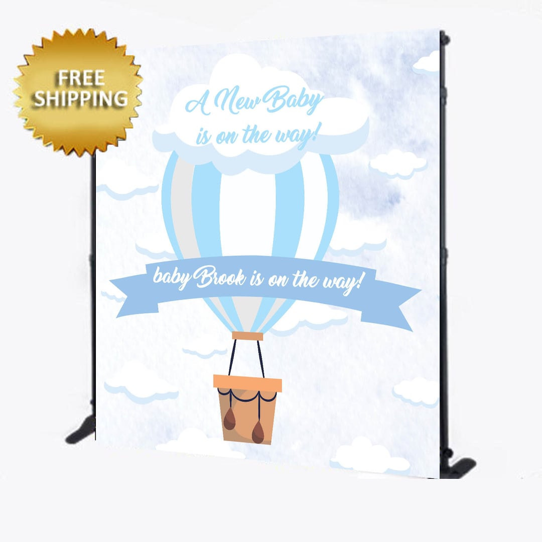 Baby Shower Backdrop, Hot Air Balloon Backdrop, Baby Shower Step and