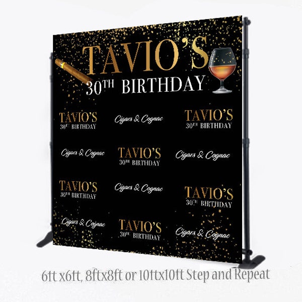 Cigar backdrop, Black and Gold backdrop, Cigar step and repeat,photo booth backdrop,Birthday Backdrop, 40th Backdrop, 50th birthday backdrop