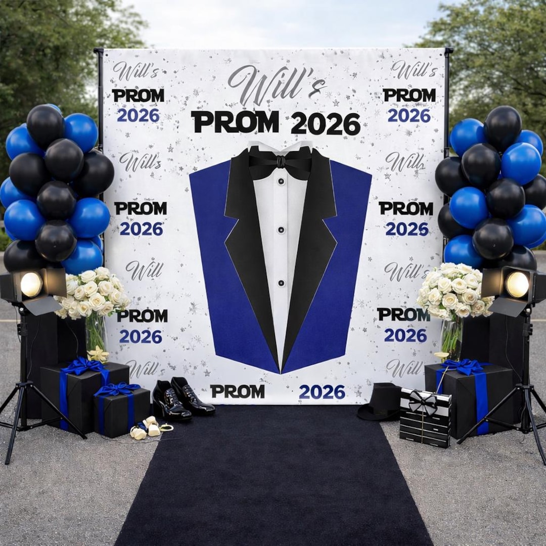 Custom Prom Backdrop, Prom Step and Repeat, Tuxedo Banner, Prom Welcome ...