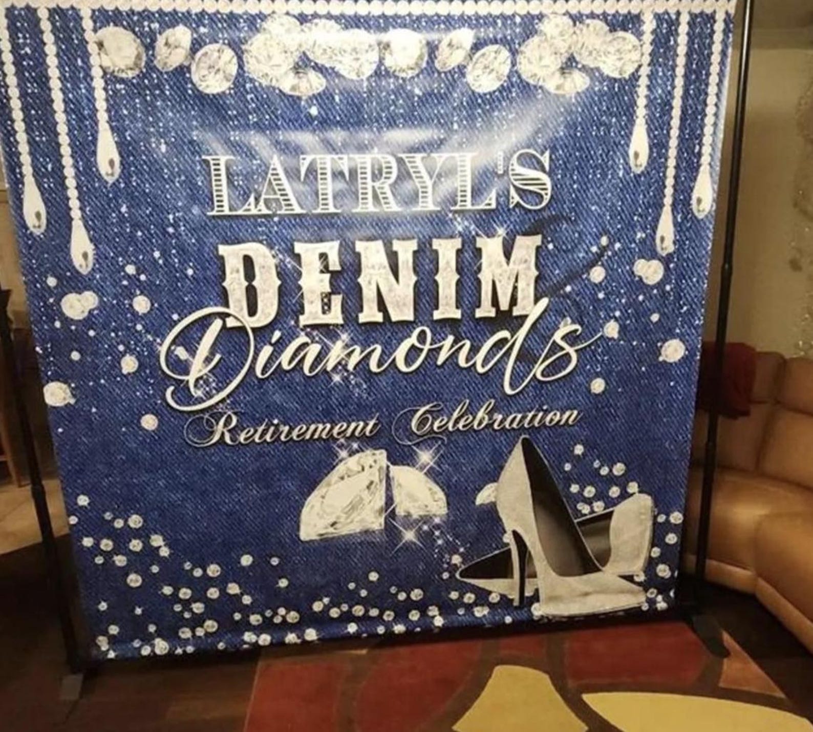 Denim Sign Denim and Diamonds Photo Backdrop Custom Event Step and Repeat Jeans ...